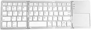 Ares Ultra Slim Pocket Foldable Bluetooth Wireless Keyboard with Touchpad (Silver)