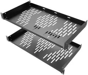 Beiyier 2PCS 1U Universal Server Rack Shelf, 10" Deep Vented Cantilever Mount Tray, for 19" Network Equipment Rack & Cabinet (Black)