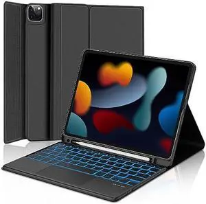 D DINGRICH Touchpad iPad Pro 11 inch Case with Keyboard - Wireless Bluetooth, 7 Color Backlit, Premium Trackpad, Magnetically Detachable, for iPad Pro 11 (4th/3rd/2nd/1st Gen) - Black