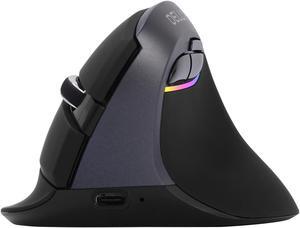 DeLUX Wireless Vertical Mouse, Small Silent Ergonomic Mouse with BT 5.0 and USB Receiver, 6 Buttons and 4000 DPI, RGB Rechargeable Mouse for Carpal Tunnel (M618mini-Iron Gray)