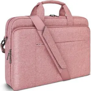DOMISO 17.3 inch Laptop Bag Business Briefcase Water-resistant Notebook Messenger Shoulder Bag for 17.3" Macbook Pro 17/Inspiron/MSI GS73VR Stealth Pro/IdeaPad/Envy/ROG,Pink