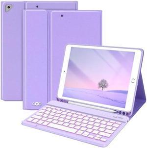 New iPad 9th Generation Keyboard Case 10.2" 2021/(8th Gen) 2020/(7th Gen) 2019,7 Colors Backlit Keyboard Case for iPad 10.2" /iPad Air 3 10.5"(3rd Gen)/iPad Pro 10.5" with Pencil Holder(Purple)