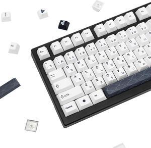 GEKUCAP Black and White Japanese Keycaps 152 Keys Minimalist Style Cherry Profile Key Caps PBT Dye Sublimation Customized Keycaps Set Compatible with Cherry MX Switches Mechanical Keyboards
