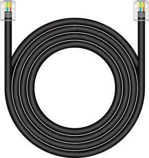NECABLES CAT5 / CAT5e RJ11 Data Cable DSL Cable 100ft High-Speed DSL Modem Cable Twisted Wire UTP RJ11 6P4C Male to Male Black - 100 Feet