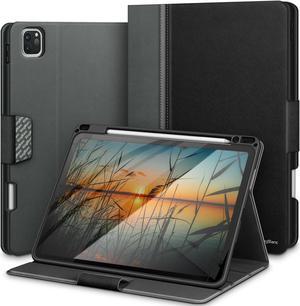 KingBlanc Case for iPad Pro 11 inch 4th/3rd/2nd/1st Generation (2022/2021/2020/2018) with Pencil Holder, Vegan Leather Smart Cover with Auto Sleep Wake, Support Apple Pencil 2. Pair/Charging, Black