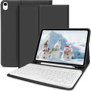 KENKE Case for iPad Air 5th/4th Generation 10.9 inch 2022/2020, Stand Folio Smart Cover with Pencil Holder, Magnetically Detachable Wireless Keyboard for iPad Air 5/4, Auto Sleep/Wake, Black
