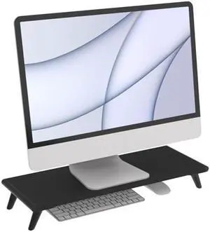 loukin Monitor Stand Riser for Desk, 22.4" x 8.3" Larger Computer Stand for Laptop, PC, Printer, Sturdy Desktop Computer Shelf with Non-Skid Rubber, Home Office (Black)