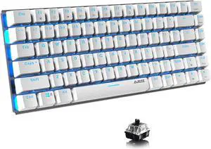 Lomiluskr AK33 Compact Wired Mechanical Keyboard, 82 Anti-ghosting Keys, Small and Portable, Single Color Backlit (White, Black Switch)