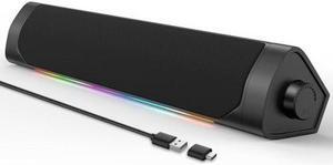 LXTNFU USB Computer Speakers for Desktop Pc,Bluetooth PC Speakers with Headphone Output,2 Ways Connect USB Powered Wired Speakers for Windows,Linux,Mac Air/Pro Phones(USB-C to USB Adapter Included)