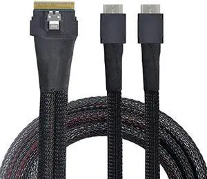 NFHK PCI-E Ultraport Slimline SAS Slim 4.0 SFF-8654 8i 74pin to Dual Oculink SFF-8611 Cable 50cm PCI-Express