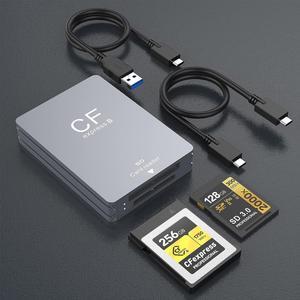 CFexpress Type B and SD Dual-Slot Card Reader, USB 3.1 Gen 2 10Gbps CFexpress Reader, Portable CF Express Card Reader Included USB C to USB A/C Cable, Compatible with Windows/Mac/Linux/Android