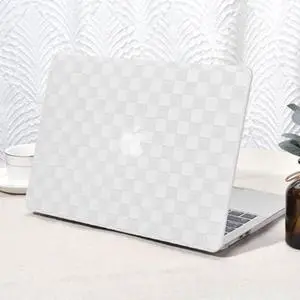 Seorsok Compatible with MacBook Air 15 inch Case 2023 Release A2941 M2 Chip Liquid Retina Display Touch ID,Elegant Leather Plastic Hard Shell Case Transparent Keyboard Cover,White Tartan PVC