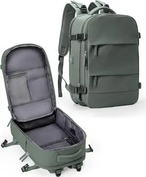 UPPACK Travel Backpack For Women Men Carry On Backpack Flight Approved Gym Bag With Shoe Compartment Hiking Waterproof Laptop Backpack College Essentials Olive Green