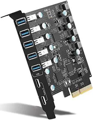 PCIe to USB 7-Ports (2X USB C - 5 USB A) Expansion Card with 10 Gbps Bandwidth PCI Express Add on Card PC Internal USB 3 hub for Windows 10/8/7 and Mac OS 10.8.2 Above