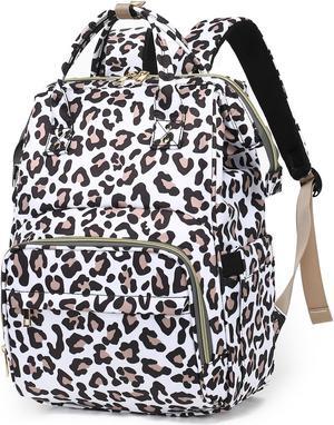 Yusudan Leopard Lunch Backpack for Women, Insulated Cooler Work Business Laptop Backpacks Girls School Backpack College Bookbags