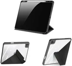 ZenRich Case for iPad Pro 12.9'' (4th/5th/6th Generation) with Pencil Holder, Multi-Angle Magnetic Smart Cover with [Portrait/Landscape Stand] [Hard Clear PC Back Shell] [Auto Wake/Sleep]-Black