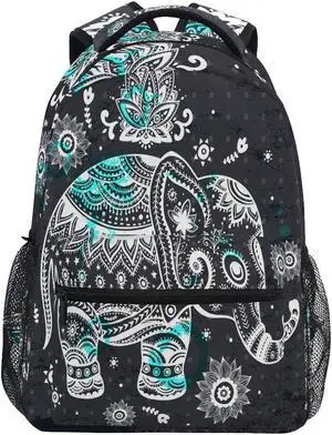 ZZKKO Indian Elephant Tribal Computer Backpacks Book Bag Travel Hiking Camping Daypack
