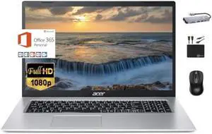 acer Aspire 1 Slim 2024 Newest Laptop, 15.6'' Full HD Display, 8GB RAM, 256GB SSD, Dual-Core Intel Celeron N4500, UHD Graphics, RJ45, WiFi, Webcam, 1-Year Microsoft 365, Windows 11S +MarxsolAccessory
