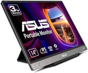 ASUS ZenScreen MB14AC 14" Portable USB Monitor, 1080P Full HD, IPS, USB Type-C, Eye Care, Anti-glare surface, External Screen for Laptop, Hybrid Signal Solution, 3-Year Warranty , GRAY
