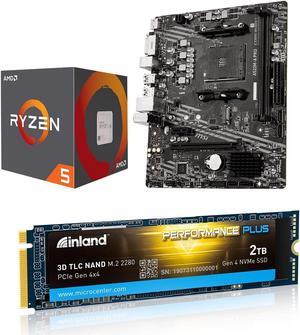 Micro Center AMD Ryzen 5 4500 Unlocked Desktop Processor Bundle with MSI A520M-A PRO Gaming Motherboard and INLAND 2TB Performance Plus 2280 NVMe Internal SSD up to 7000MB/s