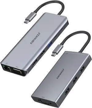 14 in 1 & 8 in 1 USB C Docking Station Dual Monitor for Dell/HP/Lenovo/Surface Laptop, Triple Display USB C Hub Multiple Adapter