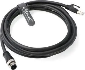 AConnect 4Pin-RJ45-Ethernet-Industrial-Cat5e-Cable D-Code M12 4 Pin Male to RJ45 Male Cat5e High Flex Ethernet Shielded Cable Industrial Field-wireable Machinery Sensor Camera 8M