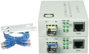 Single Mode LC WDM Single Fiber Bi-Di Gigabit Media Converter - Built-in Fiber Module 20km (12.42 Miles) - to UTP Cat5e Cat6 10/100/1000 RJ-45 - Auto Sensing Gigabit or Fast Ethernet Speed -1 Pair