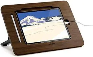 AFOOYO Bamboo iPad Drawing Stand - Portable & Adjustable 5 Angles, Laptop Stand Riser, Book Reading Stand, Fit 9.7/10.2/10.5/10.9/11 inches(Walnut Varnish)