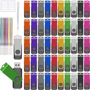 1GB USB Memory Stick Thumb Drive AGECASH USB Drive USB 2.0 Flash Drive Bulk 50 Pack FAT32 USB Flash Drive 1GB Zip Drive USB Key with 50 Lanyard & Labels, Jump Drive for Back to School, Office, Project