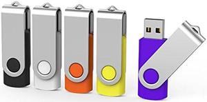 Aiibe 5 Pack 128GB Flash Drive USB Drive 128GB Flash Thumb Drive USB 2.0 Memory Stick 128GB Jump Drive Zip Drives (128GB, 5 Mixed Colors: Black Red Yellow White Purple)