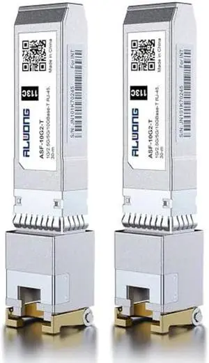 2Pack 2.5/5/10G-T Transceiver, 10G SFP+ to RJ-45 Copper Module for Cisco SFP-10G-T-S, Ubiquiti, Meraki, Mikrotik, Netgear, D-Link, Accton, Cumulus etc. CAT.6a/CAT7, 30m.