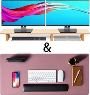 Leather Desk Pad& Monitor Stand
