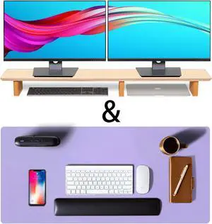 Leather Desk Pad& Monitor Stand
