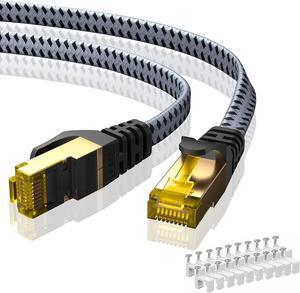 ARISKEEN Cat 8 Ethernet Cable 150 FT, Nylon Braided High Speed Cat8 Network LAN Patch Cord, 40Gbps 2000Mhz Shielded RJ45 Flat Internet Cable in Wall, Indoor & Outdoor for Modem/Router/PC/Xbox (Grey)