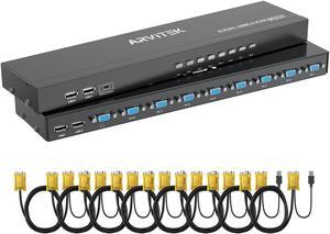 Arvitek VGA KVM Switch 8 Port, USB KVM Switches 8 in 1 Out Selector for 8 PCs Share 1 Monitor and 4 USB Devices Keyboard Mouse Printer Scanner Speaker