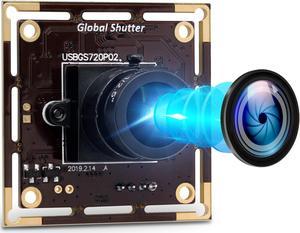 IFWATER 60fps Global Shutter USB Camera Module,720P USB Camera with AR0144 Sensor,Tiny USB Cameras with 3.6MM M12 Lens Industrial UVC Web Cameras Plug and Play for Windows/MAC/Linux/Raspberry Pi