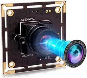 IFWATER USB Camera 5MP Webcam with 100 Degree No Distortion Lens Camera Module for Raspberry Pi Camera UVC USB2.0 Video Lightburn Webcam Board Plug and Play for Windows, Linux, Android and Mac OS