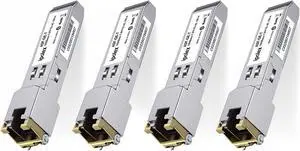 ipolex 4 Pack Gigabit SFP to RJ45 Copper SFP Transceiver, 1.25G SFP-T Copper Ethernet Module, 1000Base-T Mini GBIC for Ubiquiti UF-RJ45-1G, Mikrotik, Intel, Fortinet, Netgear (CAT5e/6/6a,100m)