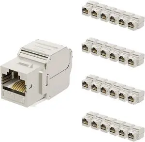 iwillink 25 Packs RJ45 Shielded cat6A Keystone Jack, 180 Degree Toolless Zinc-Alloy Housing Keystone Jack