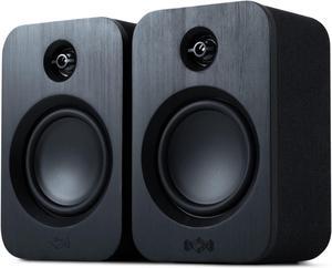 House of Marley Get Together Duo Bluetooth Bookshelf Speakers - Sustainably Crafted, Wireless Turntable Speakers, Mains Powered or 25 Hours Battery Life, AUX in -  Exclusive Black Edition