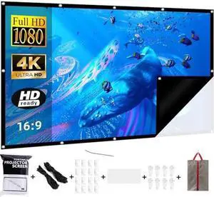 Black Backing Projector Screen 100 INCH VERCORKIN Outdoor Indoor Portable Projection Screens Movie Screen 16:9 Foldable for Home Theater Movies, Office, Outdoor Movies (100 INCH)
