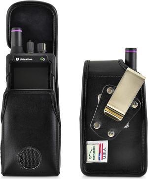 Turtleback Case Made for Unication G4 G5 Voice Pager Fire Radio Pager fire Radio Black Leather Pouch Holster Case with Heavy Duty Rotating Belt Clip, Magnetic Closure Flap