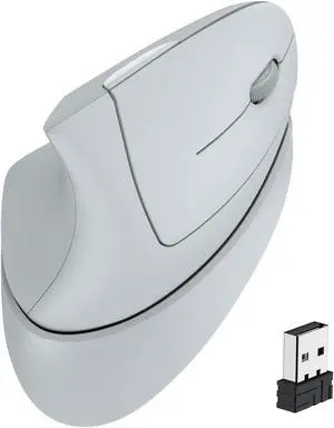 iClever Ergonomic Mouse, 2.4G Wireless Vertical Mouse, Silent Click, 7 Buttons, USB-C Rechargeable, 4 DPI 800/1200/1600/2400 with 3 Adjustable Tilt, Jiggler for Laptop, PC, Computer, Windows 8/10/11