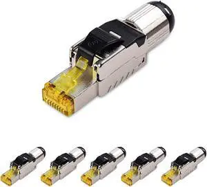 Cable Matters 6-Pack Tool Free Shielded RJ45 Cat 8, Cat8 Field Termination Plug, Cat8 Connector, Cat8 Plug