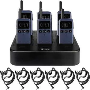 Retevis RB19P Walkie Talkies with Earpiece, 3 Watt High Power 2 Way Radios Long Range, GMRS Radio, Small Two Way Radios with Multi-Unit Charger, for Restaurants Retail(6 Pack)