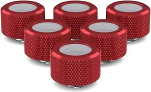 PrimoChill 16mm OD Rigid SX Fitting - 6 Pack - Candy Red