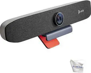 Poly Studio P15 Professional Video Sound Bar Bundle - for Teams, Zoom, RingCentral, Vonage, Streaming Apps, 4k, USB Ports, Cloth, by Global Teck 2200-69370-00
