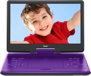 ieGeek 15.9'' Portable DVD Player with 14.0'' Swivel Screen, 6 Hrs Rechargeable Battery, Car DVD Player, Sync TV, Region Free, Support USB/SD Card, High Volume Speaker, Remote Control, Purple