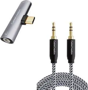CableCreation Aux Cable(6Ft/1.8M) Bundle with USB C to 3.5mm Headphone and Charger Adapter