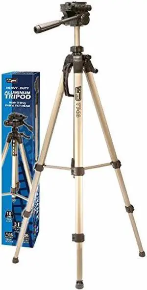 VidPro Heavy-Duty 66" Aluminum Tripod with 3-Way Pan & Tilt Head and Case